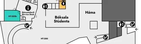 Háskólatorg, kort af 2. hæð