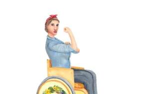 Sterk kona í hjólastól. Höfundar: Jana Birta og Alda Lilja. 